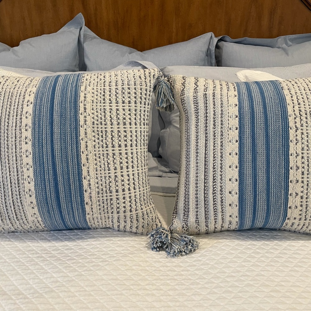 Set Of 2 decorative accent pillow covers 19" square , zippers and tassel trim